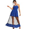 Lace Mesh Insert Long Evening Dress
