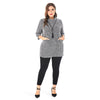Stand Collar 3/4 Sleeve Color Blocking Pocket Plus Size Women Pullover Sweater with Chain