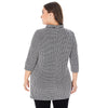 Stand Collar 3/4 Sleeve Color Blocking Pocket Plus Size Women Pullover Sweater with Chain