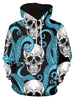 Octopus Skull Printed Pullover Hoodie