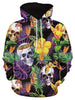 3D Flowers Skull Printed Pullover Hoodie