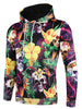 3D Flowers Skull Printed Pullover Hoodie