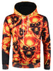 3D Skulls Print Pullover Drawstring Hoodie