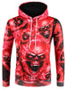 3D Skulls Print Pullover Drawstring Hoodie