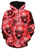3D Skulls Print Pullover Drawstring Hoodie