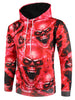 3D Skulls Print Pullover Drawstring Hoodie