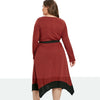 Plus Size V Neck Contrast Hem Dress