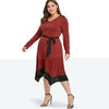 Plus Size V Neck Contrast Hem Dress