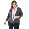 Turn-down Collar Long Sleeve Slit Fake Two-piece Plus Size Blouse Women Shirt