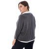 Turn-down Collar Long Sleeve Slit Fake Two-piece Plus Size Blouse Women Shirt
