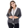 Turn-down Collar Long Sleeve Slit Fake Two-piece Plus Size Blouse Women Shirt