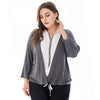 Turn-down Collar Long Sleeve Slit Fake Two-piece Plus Size Blouse Women Shirt