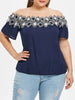 Plus Size Off The Shoulder Applique T-shirt
