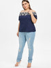 Plus Size Off The Shoulder Applique T-shirt