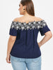 Plus Size Off The Shoulder Applique T-shirt