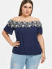Plus Size Off The Shoulder Applique T-shirt