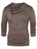 Button Cowl Neck Space Dye Top
