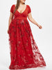 Plus Size Sequined Floral Maxi Formal Dress