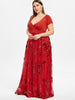 Plus Size Sequined Floral Maxi Formal Dress