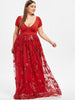 Plus Size Sequined Floral Maxi Formal Dress