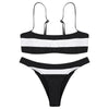 Sexy Spaghetti Strap Color Blocking Striped Print Women Bikini Set
