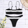 Sexy Spaghetti Strap Color Blocking Striped Print Women Bikini Set