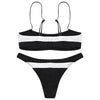 Sexy Spaghetti Strap Color Blocking Striped Print Women Bikini Set