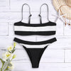 Sexy Spaghetti Strap Color Blocking Striped Print Women Bikini Set