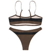 Sexy Spaghetti Strap Color Blocking Striped Print Women Bikini Set