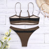 Sexy Spaghetti Strap Color Blocking Striped Print Women Bikini Set