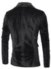 Solid One Button Pocket Velvet Blazer