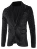 Solid One Button Pocket Velvet Blazer