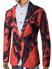 One Button Pocket Chinese Style Ink Painting Print Blazer