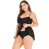 Large Size Halter Ruffles Solid Color Padded 2 Pieces Swimwear for Women