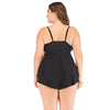 Large Size Halter Ruffles Solid Color Padded 2 Pieces Swimwear for Women