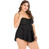 Large Size Halter Ruffles Solid Color Padded 2 Pieces Swimwear for Women