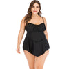 Large Size Halter Ruffles Solid Color Padded 2 Pieces Swimwear for Women
