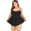 Large Size Halter Ruffles Solid Color Padded 2 Pieces Swimwear for Women