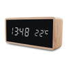 Bamboo Wooden Alarm Clock LED Display with Mirror Temperature Digital Watch