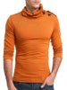 Solid Turtneck Toggle Button Pullover Long Sleeve T-shirt