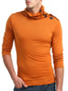 Solid Turtneck Toggle Button Pullover Long Sleeve T-shirt