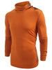 Solid Turtneck Toggle Button Pullover Long Sleeve T-shirt