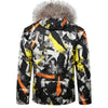 Paint Splatter Fur Hooded Drawstring Design Padded Jacket