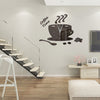 Coffee Cup Mirror Wall Clock Mute Clock Modern Home Decoration Wall Stickers Clock ZB053