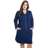 Plus Size Denim Women Long Sleeve Buttons Casual Female Dress with Pockets