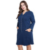 Plus Size Denim Women Long Sleeve Buttons Casual Female Dress with Pockets