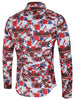Geometric Graphic Print Cover Button Shirt