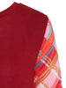 Round Neck Long Sleeve Checked Panel Top