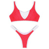 Scoop Neck Sleeveless Mesh Spliced Color Blocking Padded Women Bikini Set