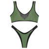Scoop Neck Sleeveless Mesh Spliced Color Blocking Padded Women Bikini Set